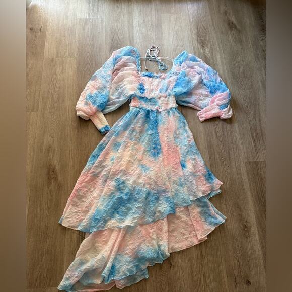 elliatt envisage pink & blue multicolored high-low midi dress size XXS NEW - Picture 6 of 11